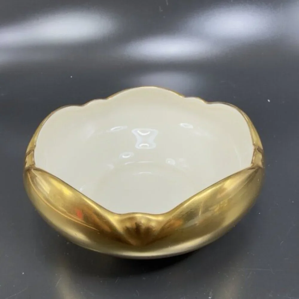 Vintage Pickard Fine China Porcelain Gold‎ Ivory Dish Bowl Elegant Container USA